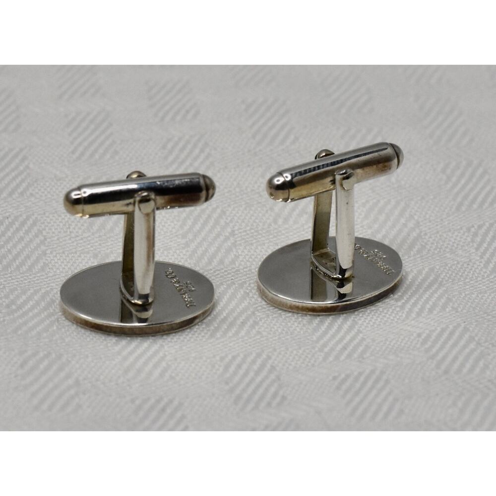 Tiffany & Co Oval 925 Sterling Silver Engine-turned Monogram "MOE" Cufflinks - Picture 5 of 7